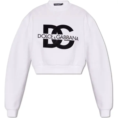 Gekürzter Sweatshirt mit Logo , Damen, Größe: XS - Dolce & Gabbana - Modalova