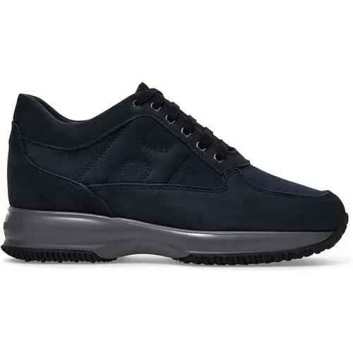 Blaue Interaktive Wildleder Sneakers , Herren, Größe: 41 1/2 EU - Hogan - Modalova