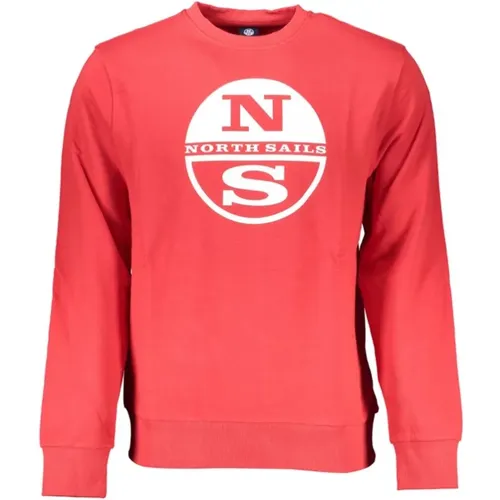 Brushed Cotton Sweatshirt with Print Logo , male, Sizes: 2XL, M, S, L, 3XL, XL - North Sails - Modalova