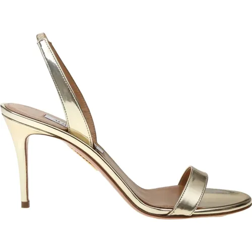 Gold Metallic Calfskin Stiletto Sandals , female, Sizes: 5 1/2 UK - Aquazzura - Modalova
