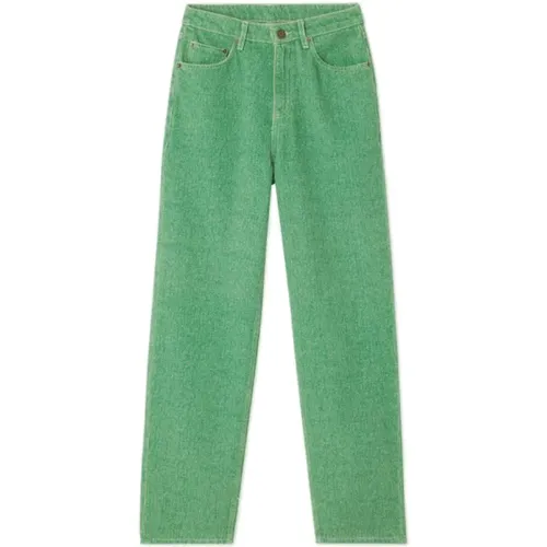 Straight Fit Cotton Jeans - Basilic , female, Sizes: W26 L30, W27 L30 - American vintage - Modalova