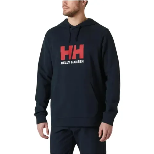 Navy Logo Hoodie , male, Sizes: L, M, S - Helly Hansen - Modalova