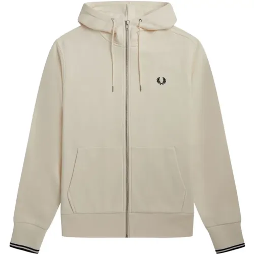 Kapuzen-Sweatshirt mit Reißverschluss aus Baumwolle , Herren, Größe: M - Fred Perry - Modalova