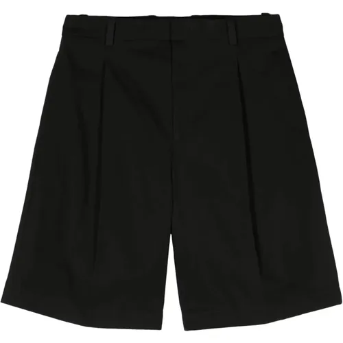 Schwarze Bio-Baumwollshorts mit Gürtelschlaufen - Jil Sander - Modalova