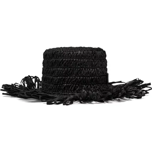Straw-effect Crochet Finish Summer Hat , female, Sizes: ONE SIZE - Gianni Chiarini - Modalova