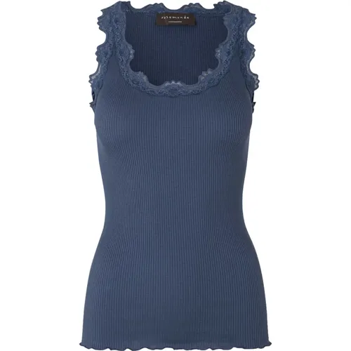 Denim Silk Top , female, Sizes: L, M, XL - Rosemunde - Modalova