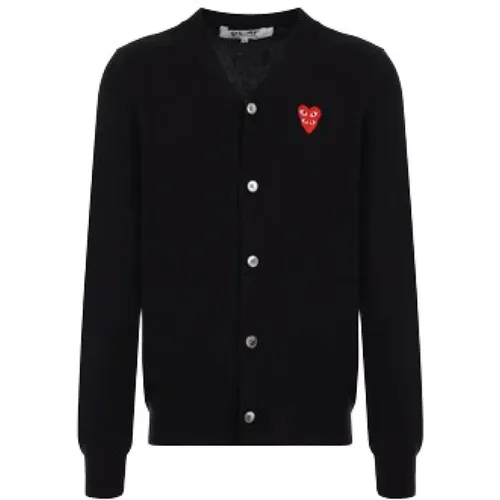 Double Heart Cardigan Sweater , male, Sizes: L, XL - Comme des Garçons Play - Modalova