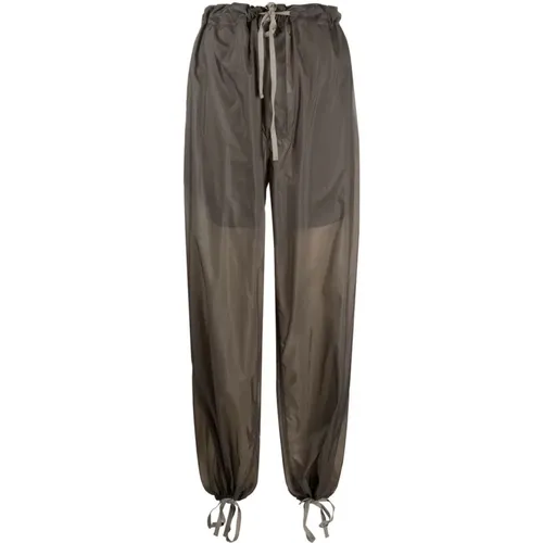 Grey Silk High-Waisted Trousers , female, Sizes: 2XS - Maison Margiela - Modalova