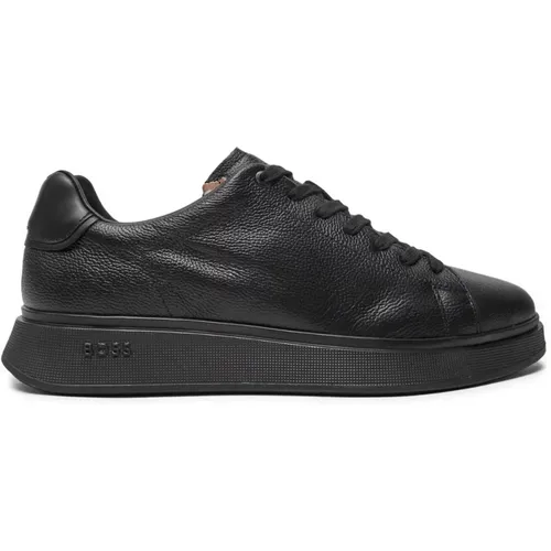 Schwarze Ledersneakers - Bulton , Herren, Größe: 40 EU - Boss - Modalova