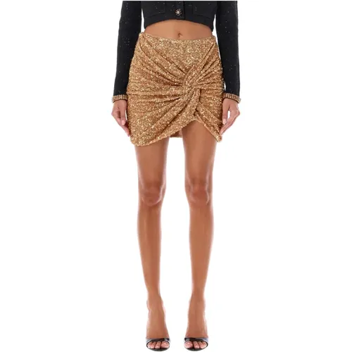 Gold Sequin Mini Skirt , female, Sizes: S - Self Portrait - Modalova