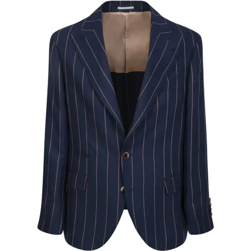 Pinstripe Tailored Jacket , male, Sizes: M - BRUNELLO CUCINELLI - Modalova