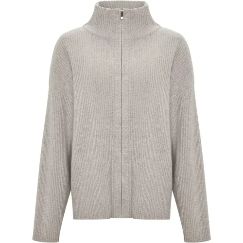 Eleganter Merino-Zip-Up-Pullover Alice - Grau , Damen, Größe: S - Cesare Gaspari - Modalova