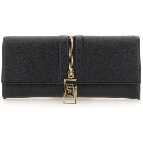 Baguette Bag with Flap and Zip , female, Sizes: ONE SIZE - Elisabetta Franchi - Modalova