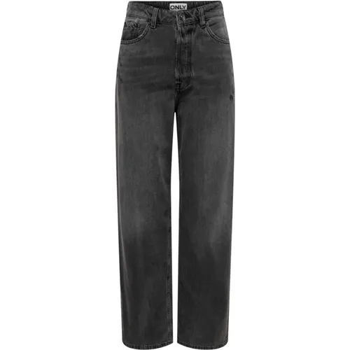 Graue Jeans Reißverschluss Knopfverschluss , Damen, Größe: W29 L32 - Only - Modalova