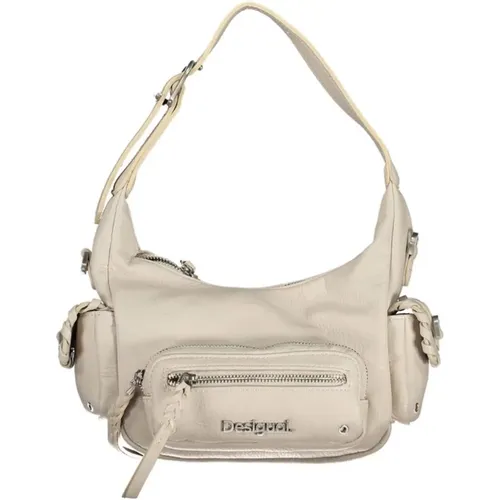 Weiße Polyethylen-Handtasche mit Taschen , Damen, Größe: ONE Size - Desigual - Modalova