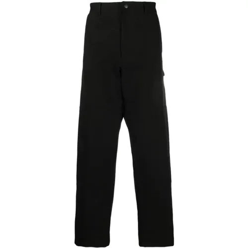 Cotton Tapered Trousers with Embroidered Logo , male, Sizes: L, S, M - Moncler - Modalova