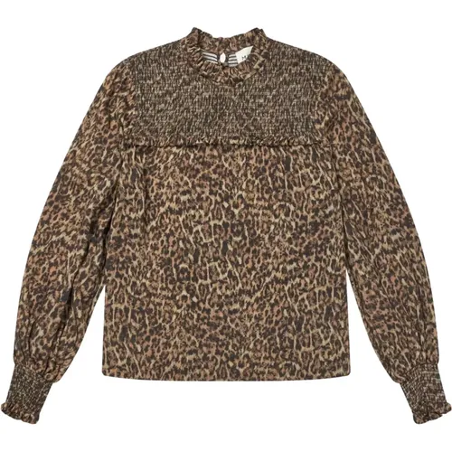 Leopard Print Smock Top , female, Sizes: M, S, XS, XL, L - Munthe - Modalova