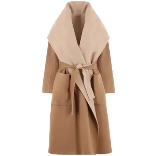 Reversible Camel Wool Coat with Removable Belt , female, Sizes: 2XS - Max Mara - Modalova