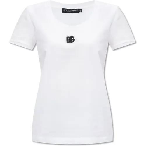 T-Shirt mit Logo , Damen, Größe: XS - Dolce & Gabbana - Modalova