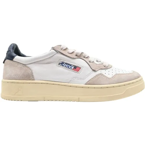 White Blue Leather Sneakers , male, Sizes: 10 UK - Autry - Modalova