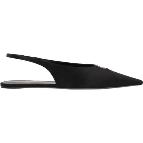 Satin Slingback Heels , female, Sizes: 5 1/2 UK, 4 1/2 UK, 3 1/2 UK, 6 UK - Saint Laurent - Modalova