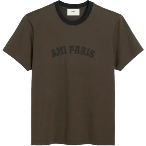 Cotton Printed Logo T-shirt , male, Sizes: L, 2XL, XL - Ami Paris - Modalova