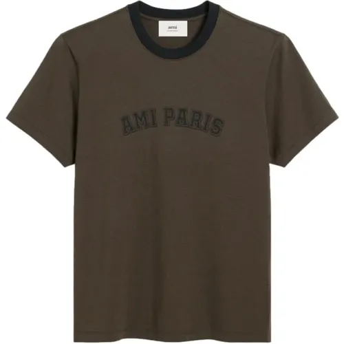 Cotton Printed Logo T-shirt , male, Sizes: M, L, 2XL, XL - Ami Paris - Modalova