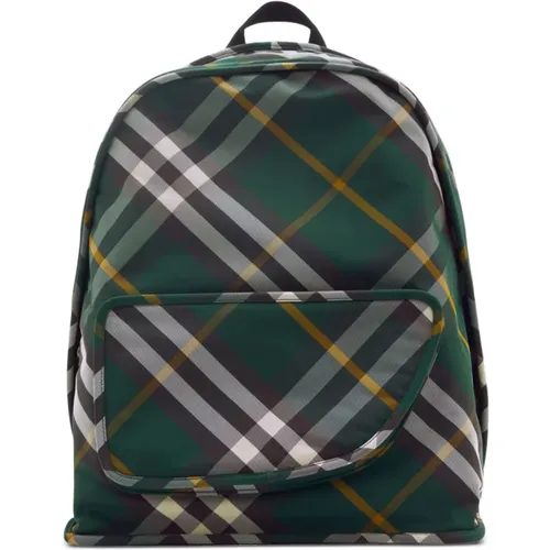 Green Ivy Checkered Backpack , male, Sizes: ONE SIZE - Burberry - Modalova