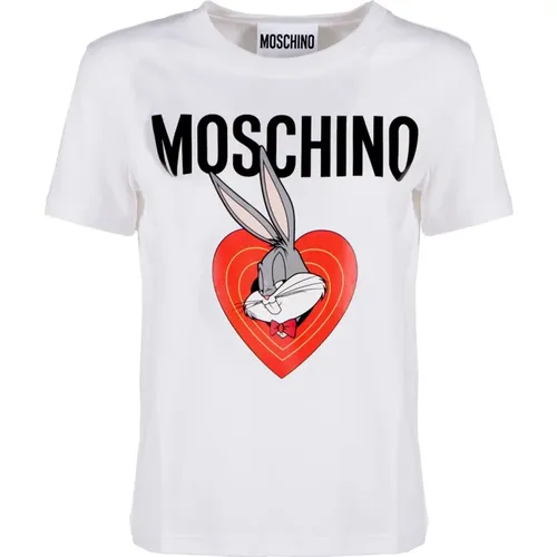 Heart Bunny Tshirt , female, Sizes: 2XS - Moschino - Modalova