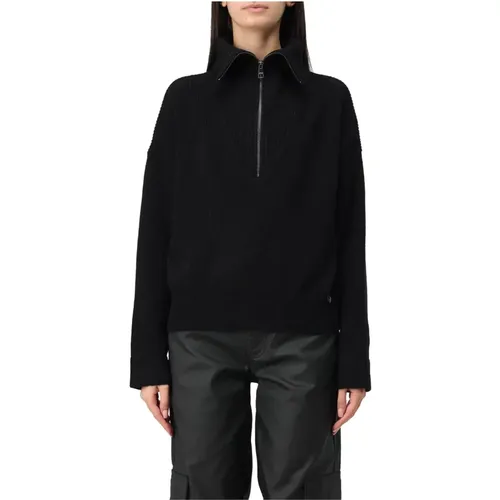 Schwarzer Woll-Zip-Pullover , Damen, Größe: XS - Liu Jo - Modalova