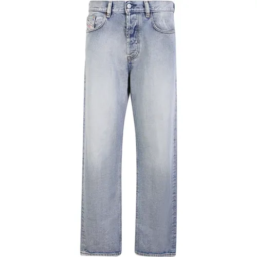 Hellblaue Stonewashed Straight Jeans - Diesel - Modalova