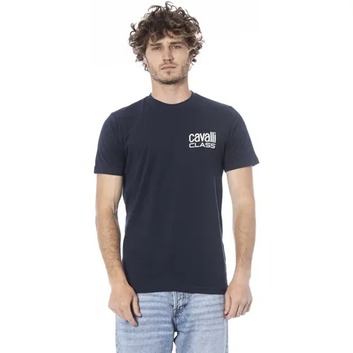 Logo-Print Kurzarm T-Shirt , Herren, Größe: L - Cavalli Class - Modalova