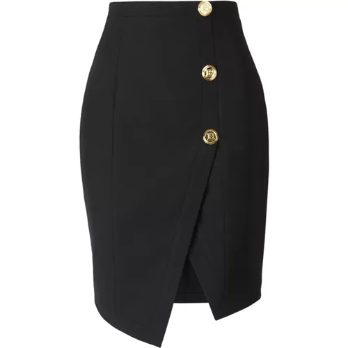 Sophisticated Asymmetric Wool Skirt , female, Sizes: S - Balmain - Modalova