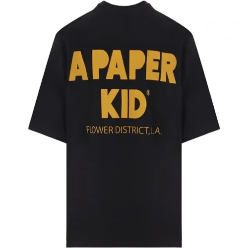 Schwarzes Logo Print Oversize T-Shirt , Herren, Größe: M - A Paper Kid - Modalova