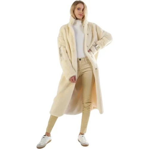 Long Coat with Artificial Fur Ecru Gustav , female, Sizes: S - Fortini - Modalova