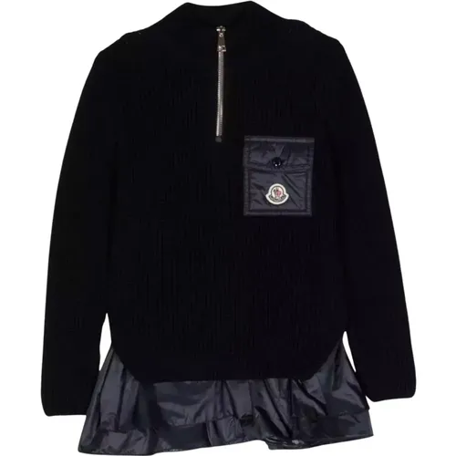 Navy Strickkleid mit Reißverschluss - Moncler - Modalova