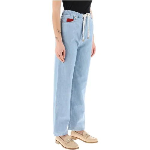 Jeans mit Kordelzug in hellem Denim , Damen, Größe: L - Agnona - Modalova