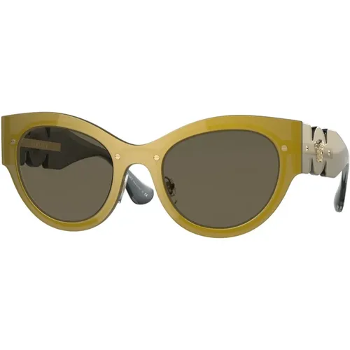 Transparente Braun Gold Sonnenbrille - Versace - Modalova