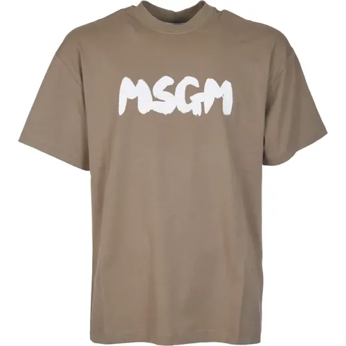 Grünes Logo T-Shirt für Männer , Herren, Größe: L - MSGM - Modalova