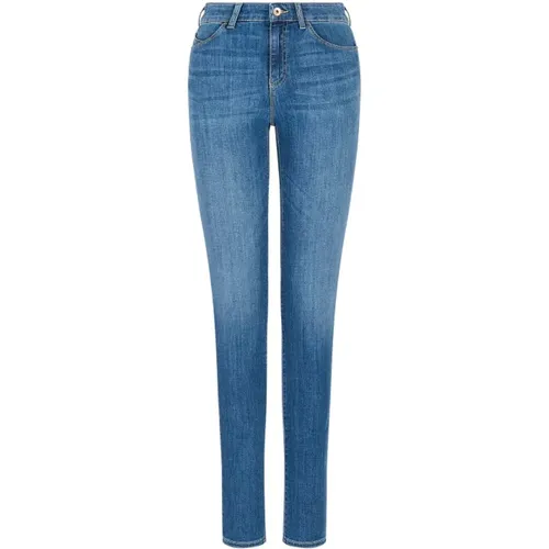 Modern High Waist Skinny Jeans with Logo , female, Sizes: W26, W33 - Emporio Armani - Modalova