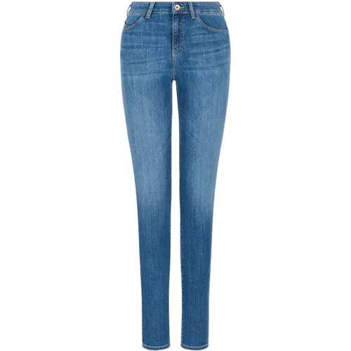 Modern High Waist Skinny Jeans with Logo , female, Sizes: W33 - Emporio Armani - Modalova