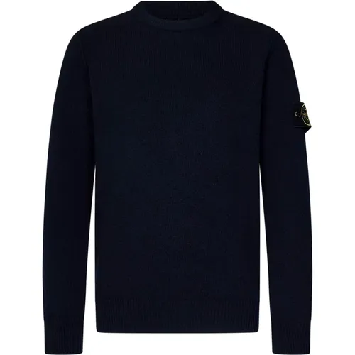 Blauer Wollmischung Pullover Aw24 , Herren, Größe: S - Stone Island - Modalova