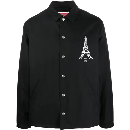 Coach Shirt Jacket with Logo Print , male, Sizes: L - Kenzo - Modalova