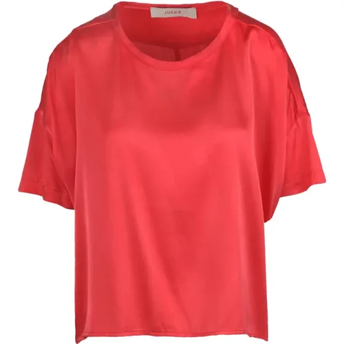 Silk T-Shirt Round Neck Short Sleeve , female, Sizes: 2XS, M, XS, S - Jucca - Modalova