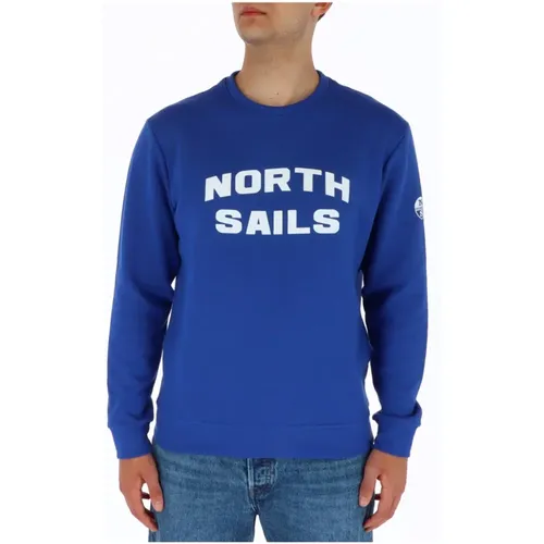 Blauer Rundhals-Sweatshirt , Herren, Größe: L - North Sails - Modalova