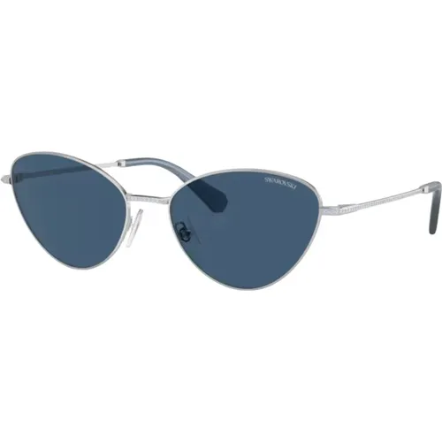 Silber/Blau Sonnenbrille Sk7014 , Damen, Größe: 58 MM - Swarovski - Modalova