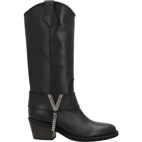 Leather Slip-On Boots , female, Sizes: 7 UK, 4 UK - Via Roma 15 - Modalova