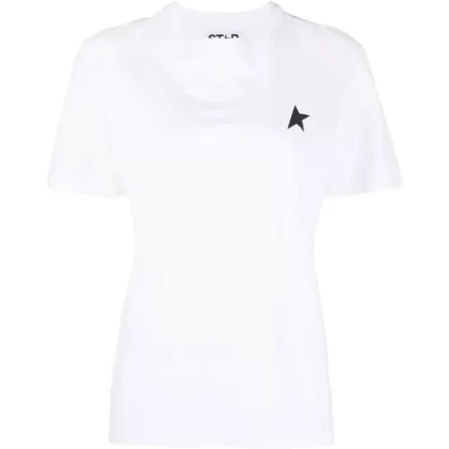 Logo-Print T-Shirt und Polo Schwarz , Damen, Größe: L - Golden Goose - Modalova