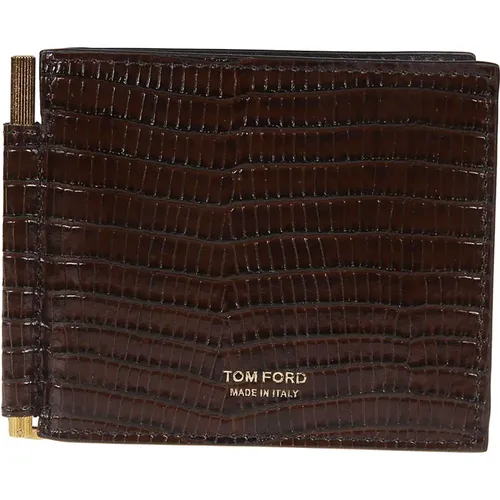 Printed Alligator Money Clip Wallet , male, Sizes: ONE SIZE - Tom Ford - Modalova