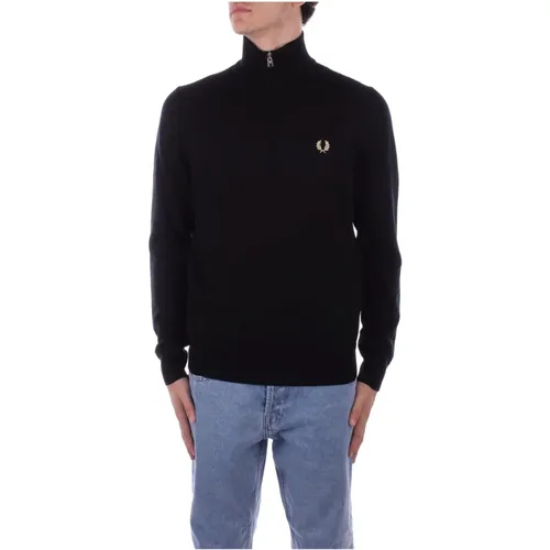 Schwarzer Reißverschluss Pullover Hoher Kragen - Fred Perry - Modalova